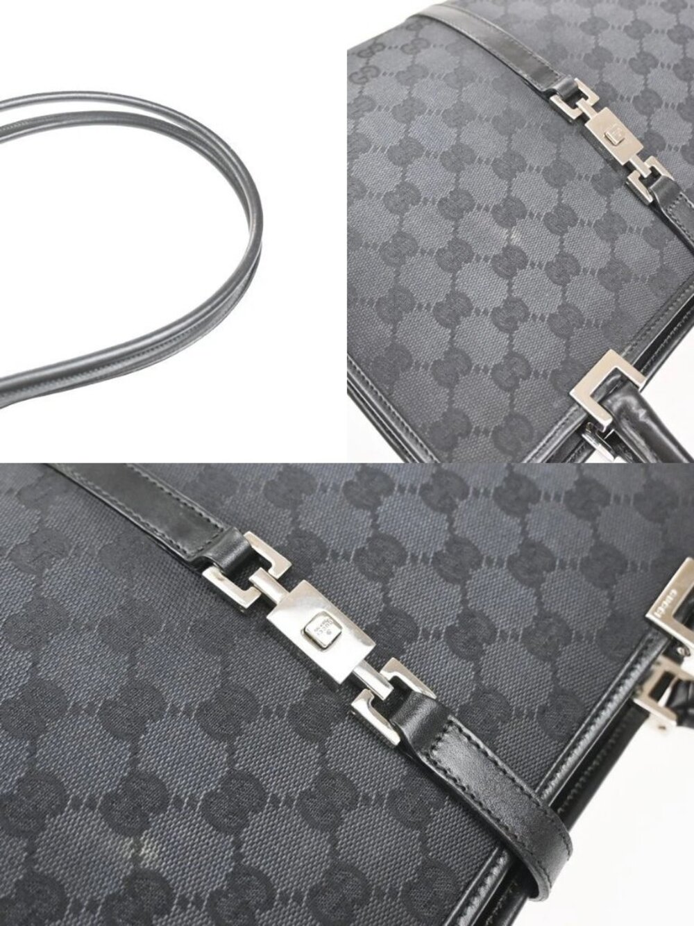 Gucci GG Pattern Jackie Shoulder Tote Bag Canvas Leather Black Italy 79SA077 - Picture 8 of 14
